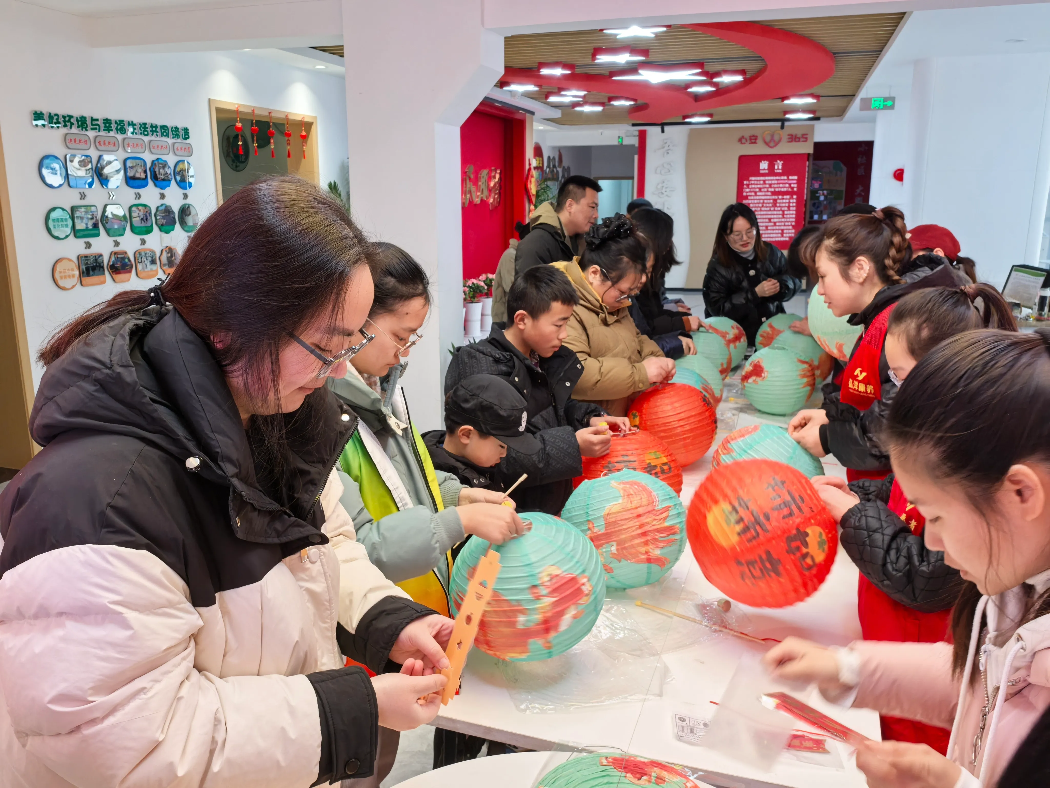 People making Chinese lanterns